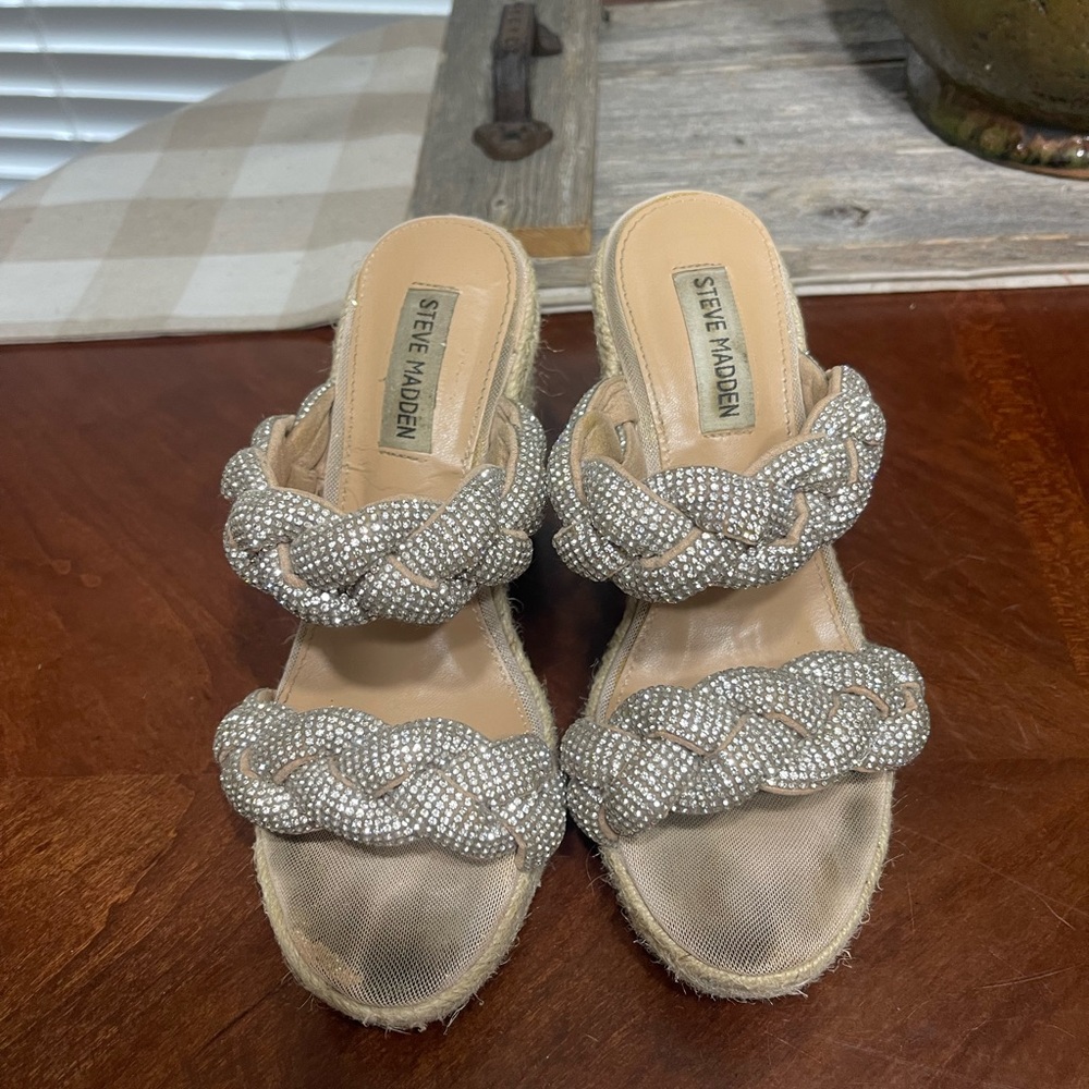 Steve Madden UZO rhinestone espadrille wedge sandals - Picture 2 of 8